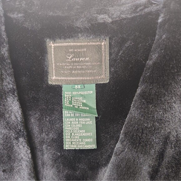 Ralph Lauren Black Faux Suede Vest Sz 3x Faux Fur - Picture 2 of 6